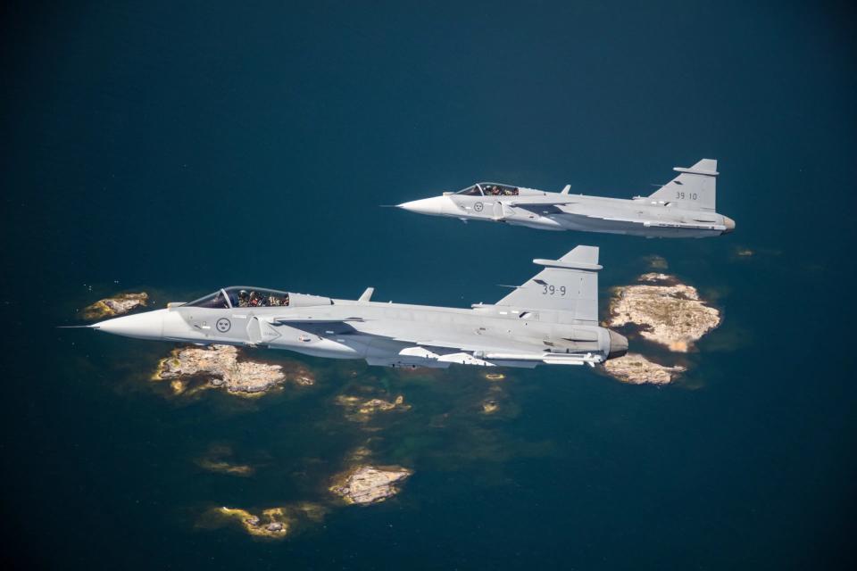 A pair of JAS 39E Gripens. <em>Saab</em>