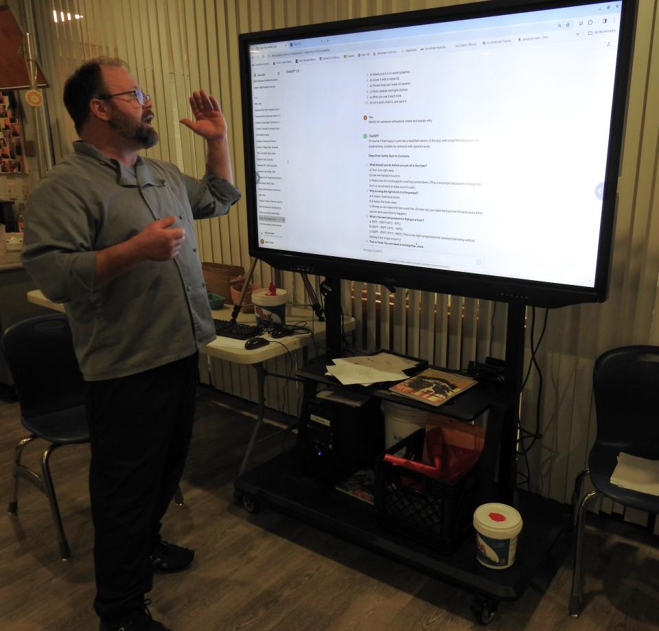 Culinary Arts Instructor Mike Cichon at the Coshocton County Career Center explains how he uses ChatGPT to create tests, recipe alterations and more for his students. He's even helping other teachers to learn the ropes of using AI for curriculum creation.