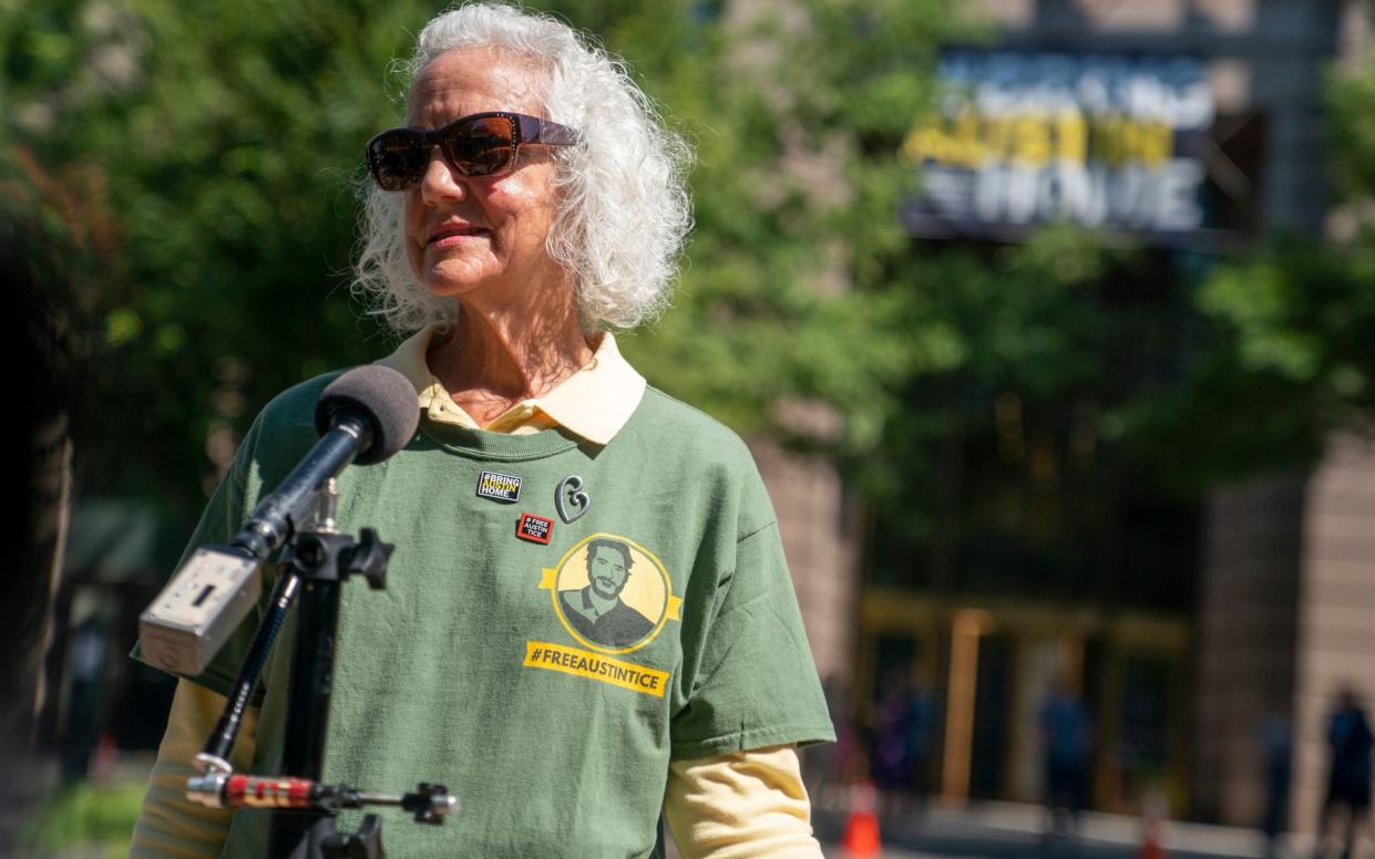 Debra Tice during the unveiling of a 'Bring Austin home' banner outside The Washington Post headquarters - Shutterstock