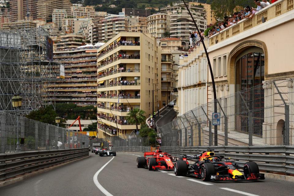 Street courses like the Monaco Grand Prix add extra strain on drivers due to the prevalence of sharp turns. <a href="https://www.gettyimages.com/detail/news-photo/daniel-ricciardo-of-australia-driving-the-aston-martin-red-news-photo/962946726?adppopup=true" rel="nofollow noopener" target="_blank" data-ylk="slk:Dan Istitene/Getty Images;elm:context_link;itc:0;sec:content-canvas" class="link ">Dan Istitene/Getty Images</a>