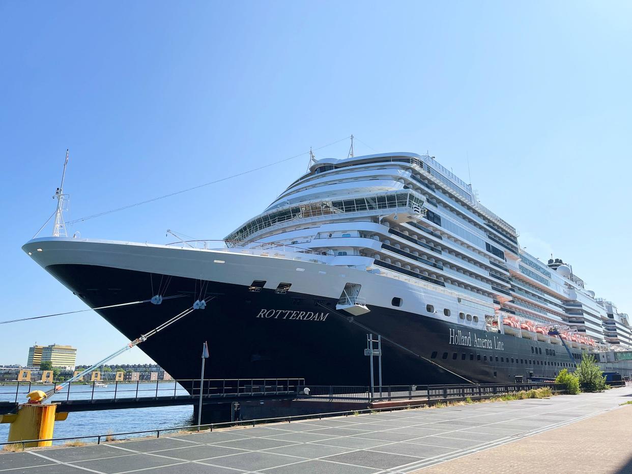 Amsterdam, Netherlands. June 24, 2023. Luxury cruise ships at the quay at the Passenger Terminal Amsterdam. High quality photo
