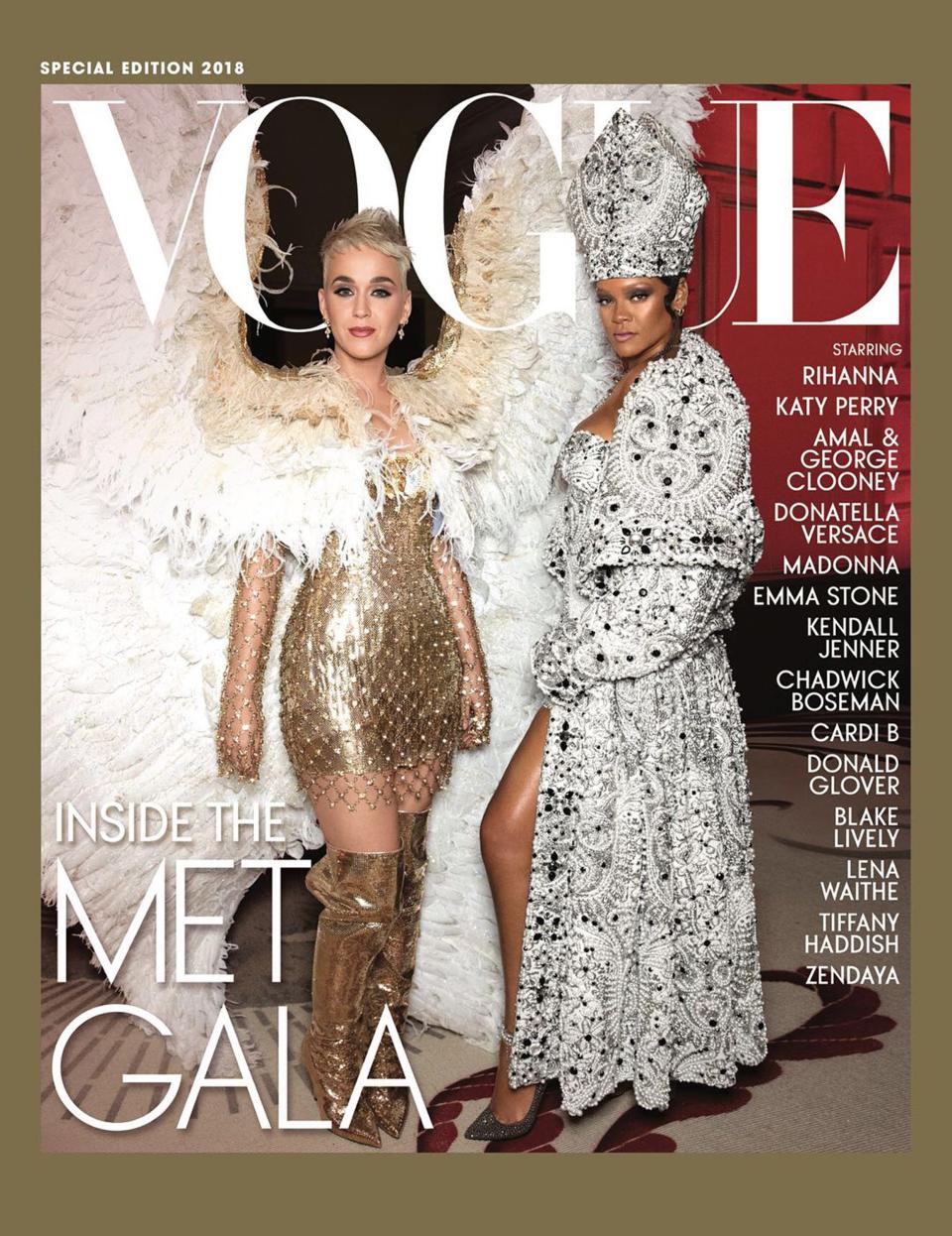 Katy Perry and Rihanna as the cover stars of the 2018 Met gala special edition of Vogue.