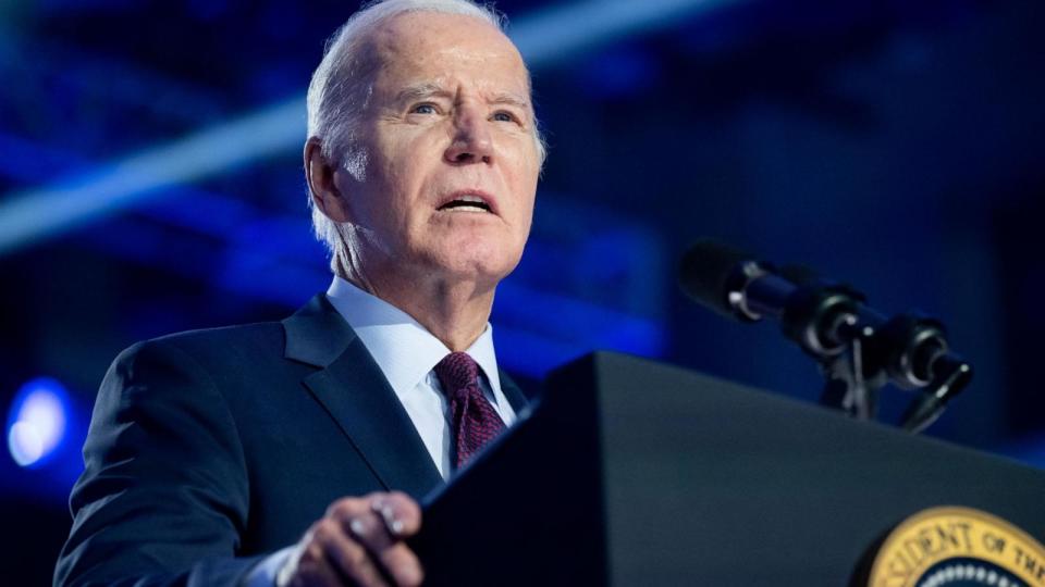 PHOTO: President Joe Biden speaks during a campaign rally at Pearson Community Center in Las Vegas, Feb. 4, 2024.  (Saul Loeb/AFP via Getty Images)