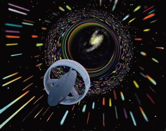 An artist's interpretation of utilizing a wormhole to travel through space, Thorne kick-started a serious discussion among scientists about whether or wormhole travel is possible.