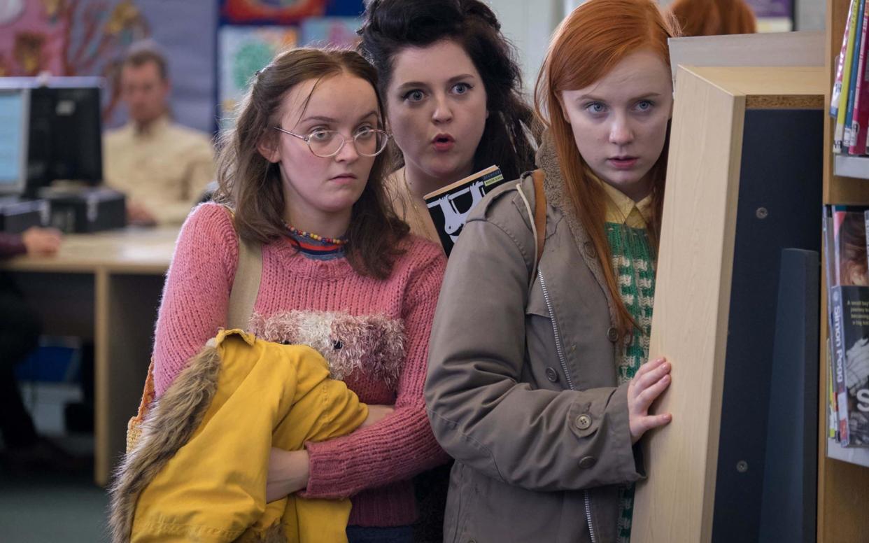 Yoko (Molly Risker), Germaine (Helen Monks), and Aretha (Alexa Davies) in Raised by Wolves - Channel 4