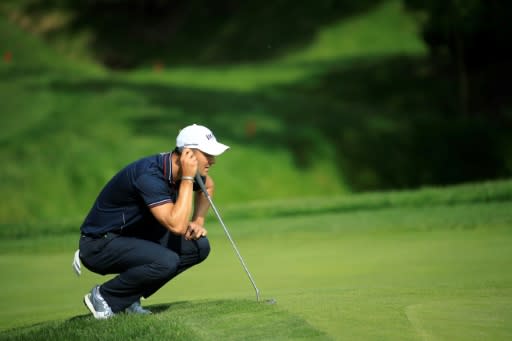 Germany's Martin Kaymer lines up a putt during the final round on the way to a third-place finish in the US PGA Memorial Tournament