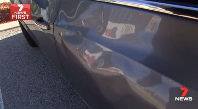 The damage to Paul's car. Source: 7 News