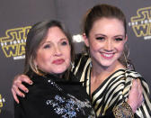 <p>"Die Welt hat sie geliebt und sie wird so sehr fehlen. Unsere Familie dankt allen für ihre Gedanken und Gebete", so das offizielle Statement von Carrie Fishers 24-jähriger Tochter Billie Lourd. (Bild: Getty Images) </p>