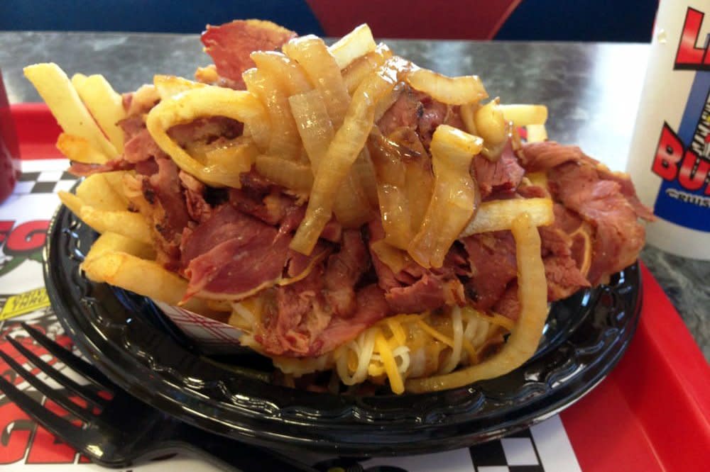 Pastrami Chili Cheese Fries at Legends Burgers in Upland, California