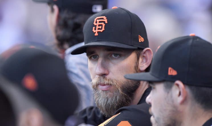 Madison Bumgarner won't be pitching for the Giants anytime soon. (Getty Images)