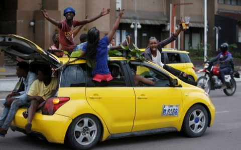 Supporters of Felix Tshisekedi took to the streets of Kinshasa - Credit: &nbsp;BAZ RATNER/&nbsp;REUTERS