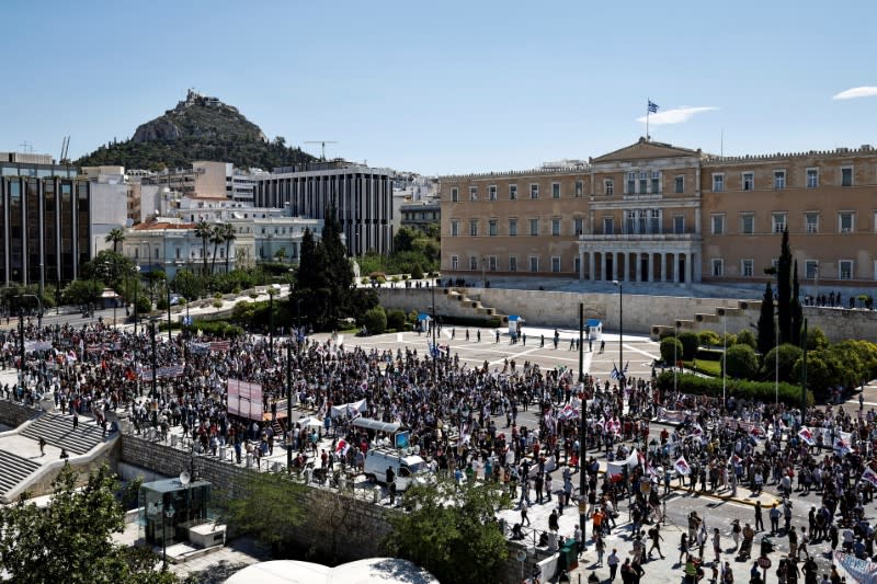 24-hour strike ahead of a vote on a new labour bill in Athens