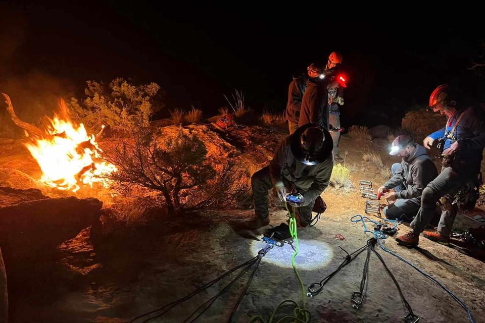 <p>San Juan County UT Search and Rescue</p> Rescue workers on Generic Crack, attempting to rescue hiker
