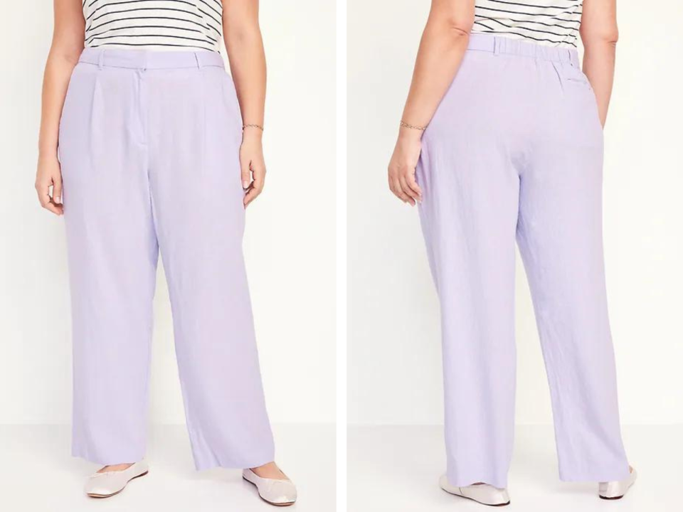 Extra High-Waisted Linen-Blend Wide-Leg Taylor Pants 
