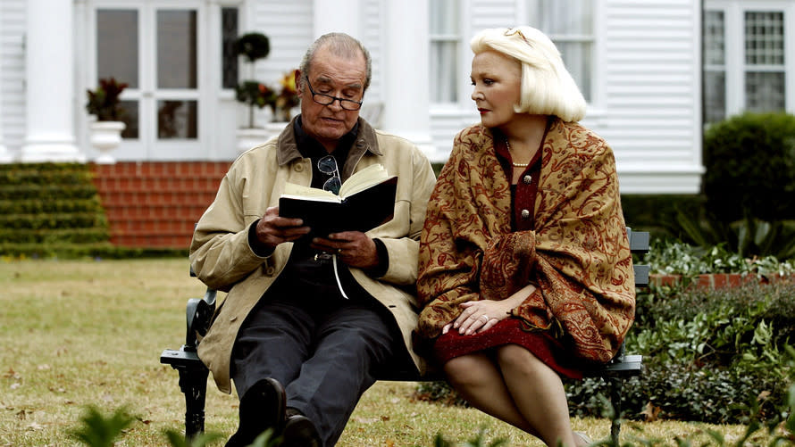 Noah and Allie from "The Notebook" sitting on a bench