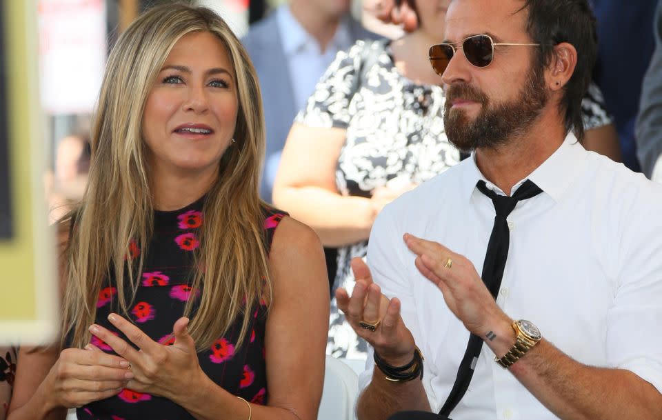 Jen's current husband Justin is not too pleased about the interview going ahead. Source: Getty