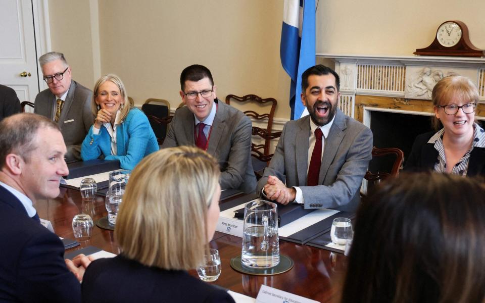 Scotland's First Minister Humza Yousaf holds his first Cabinet meeting at Bute House in Edinburgh today - Russell Cheyne /AFP