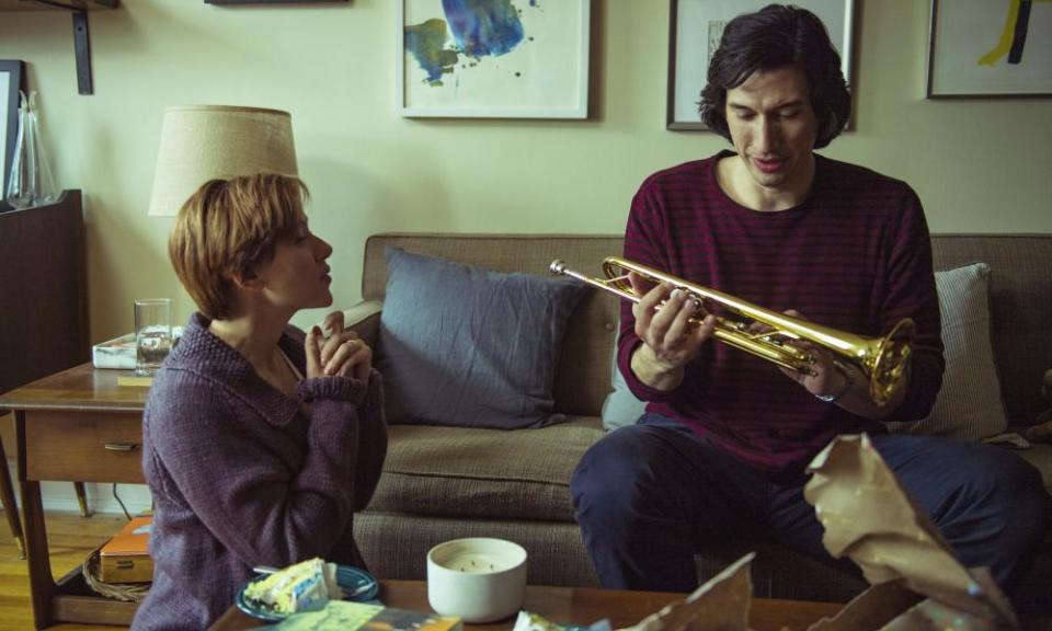 Adam Driver with Scarlett Johansson in Marriage Story.