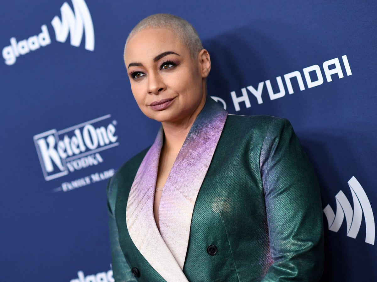 Raven-Symone arrives for the 34th annual GLAAD awards at the Beverly Hilton hotel in Beverly Hills, California, on March 30, 2023 (AFP via Getty Images)