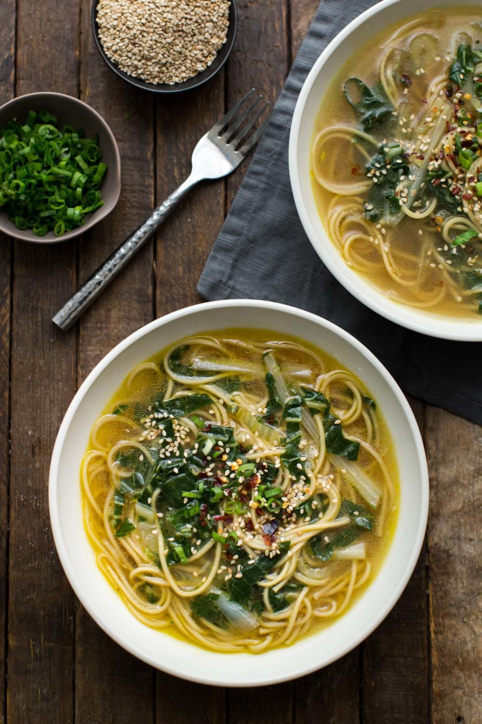 <strong>Get the <a href="https://naturallyella.com/ginger-bok-choy-soup-with-noodles/" target="_blank">Ginger Bok Choy Soup With Noodles recipe</a>&nbsp;from Naturally Ella</strong>