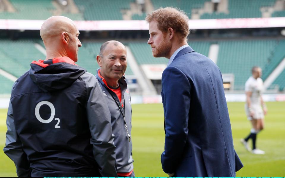 Prince Harry joins 12,000 spectators at Twickenham to watch England's open training session