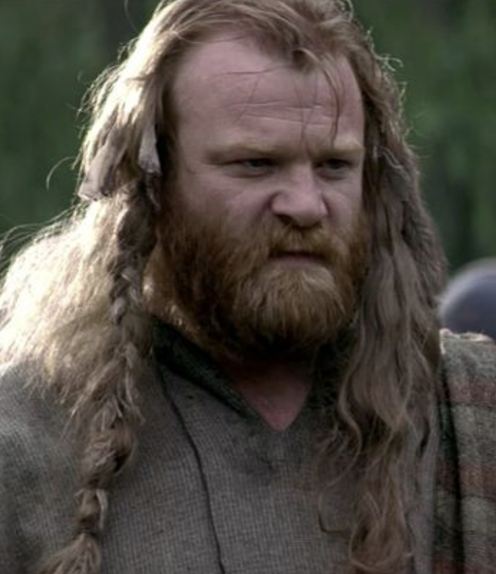 Gleeson with long hair that's partially braided and a full beard in &quot;Braveheart&quot;