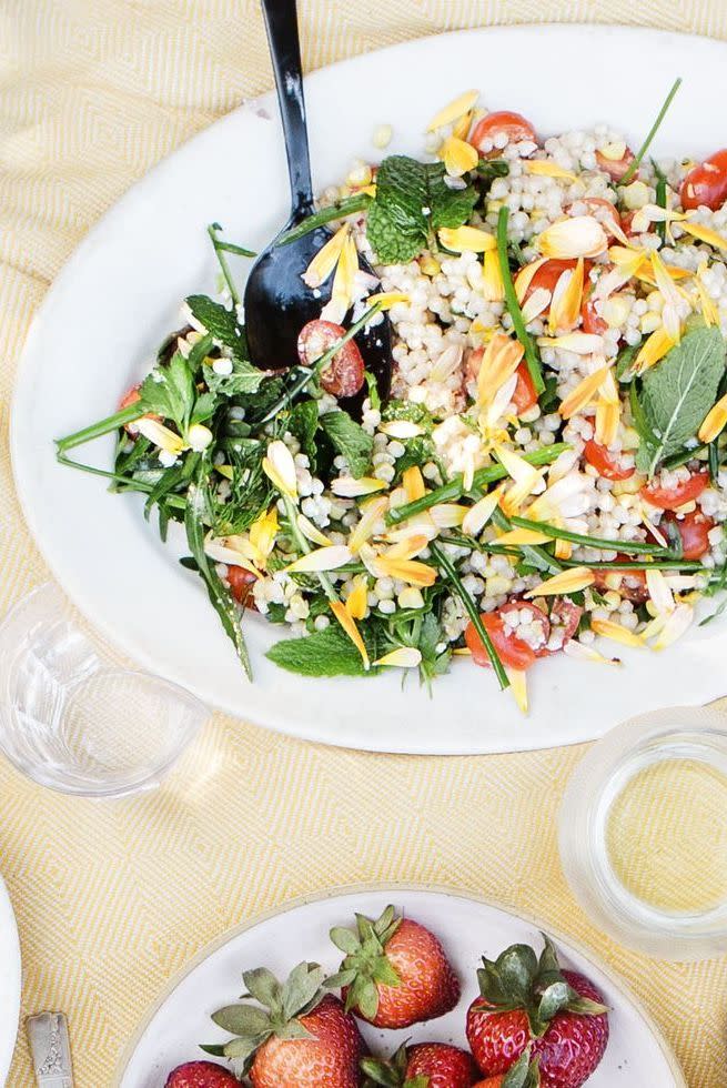 Fresh Corn, Tomato, Herb, and Israeli Couscous Salad