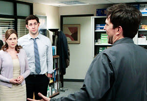 Jenna Fischer, John Krasinski and Ed Helms | Photo Credits: Chris Haston/NBC