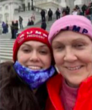 Mother and daughter Jean Lavin, right, and Carla Krzywicki, of Canterbury, Connecticut, have both been charged in connection with the U.S. Capitol riots.