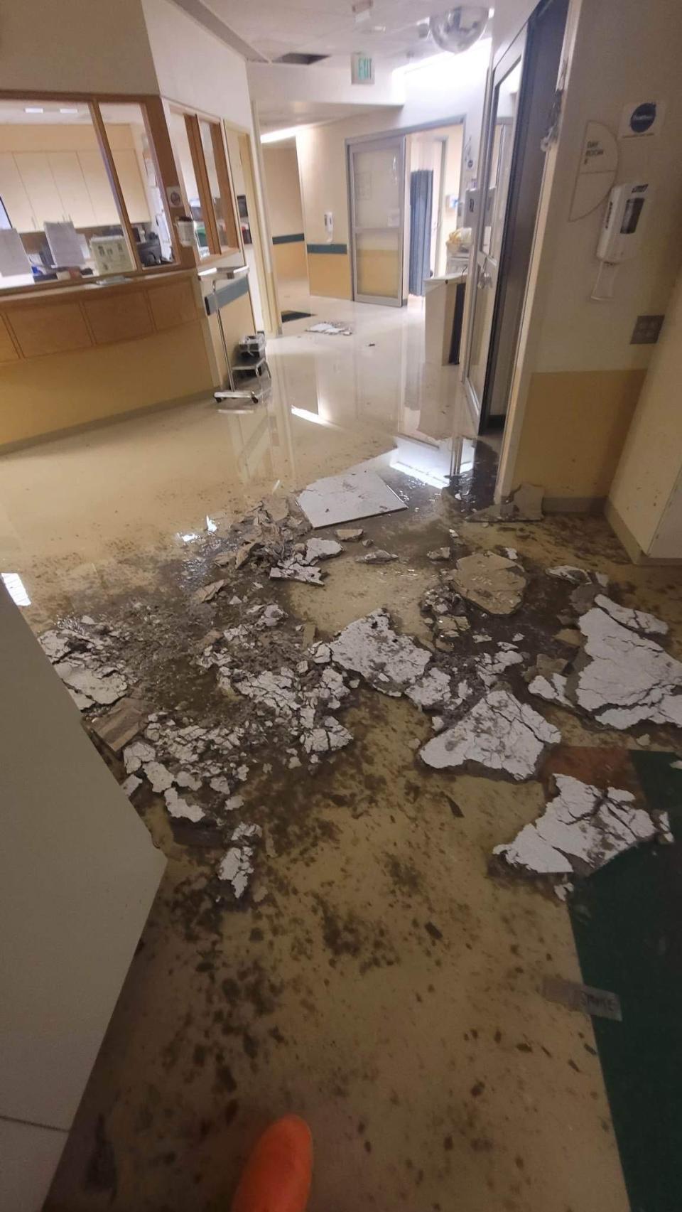 Flooding that destroyed operating rooms at Frisbie Memorial Hospital due to burst pipes in February.