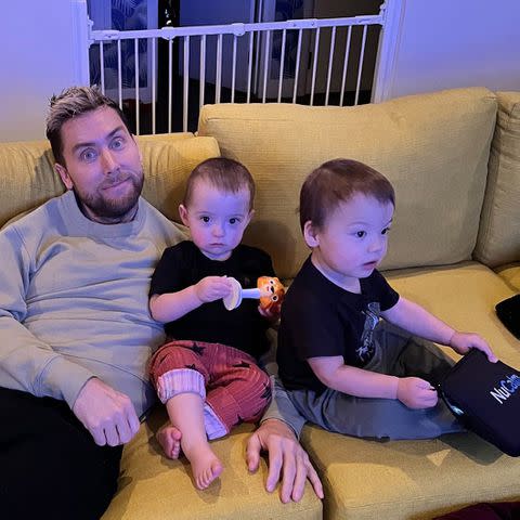 <p>lancebass/Instagram</p> Lance Bass and his twins