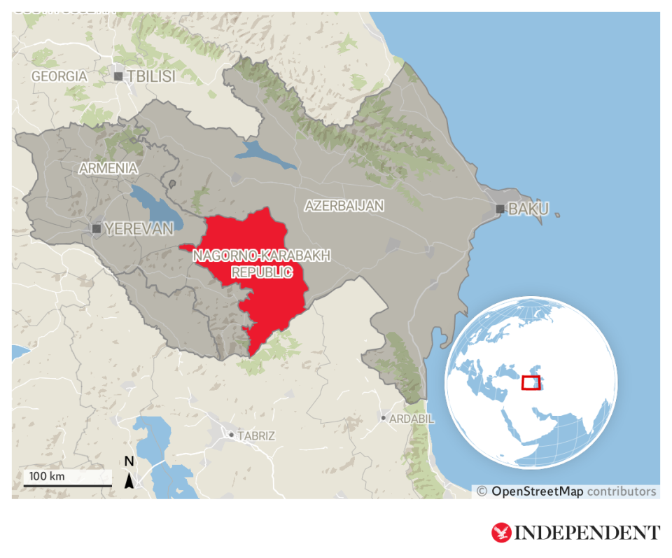 Armenia and Azerbaijan are fighting over the disputed region of Nagorno-KarabakhThe Independent