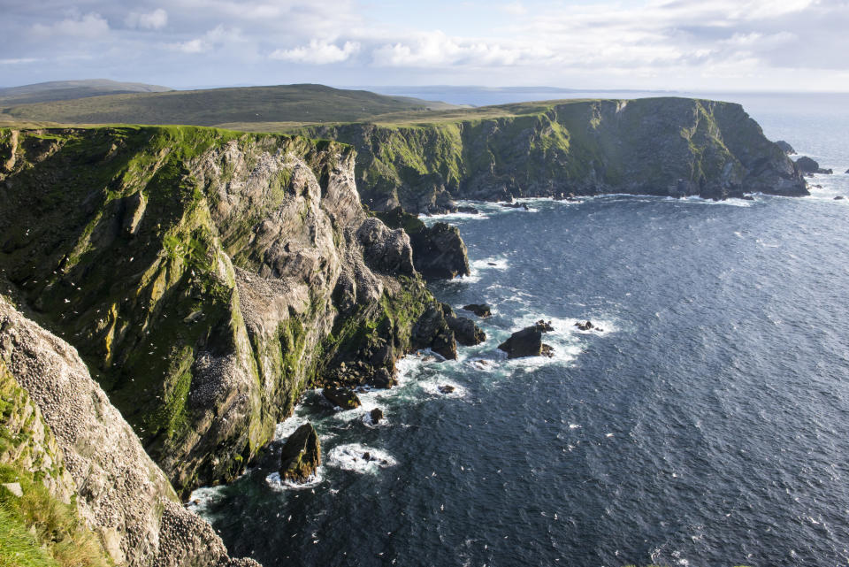 Aerial view of cliffs in Scotland