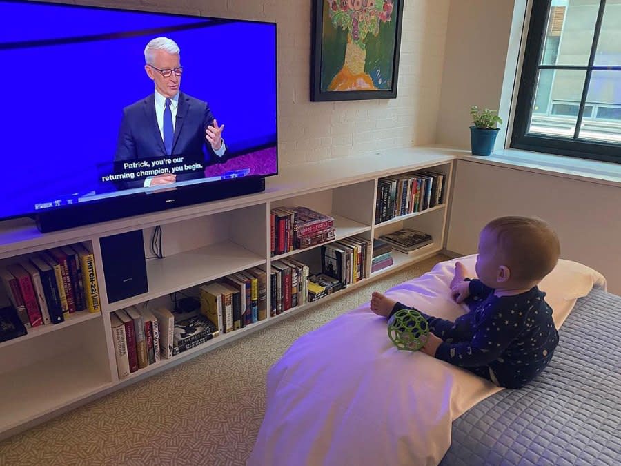 Anderson Cooper 11-Month-Old Son Wyatt Watches Him Host Jeopardy