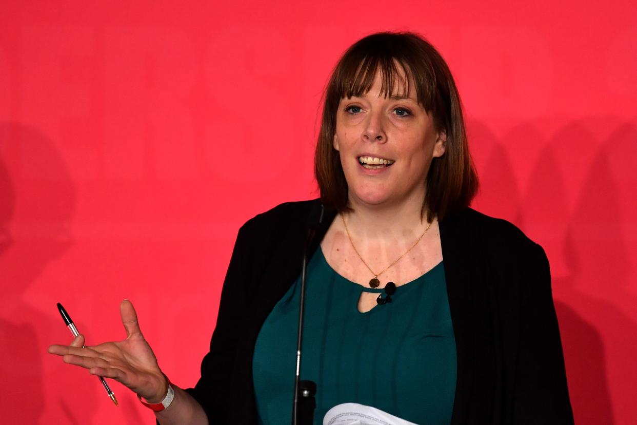 British Labour leadership candidate, Jess Phillips sets out her vision for the party during the Leader hustings event in Liverpool, north west England on January 18, 2020. - Five MPs formally have entered the race to succeed Jeremy Corbyn as leader of Britain's main opposition Labour party, and rebuild their movement after last month's disastrous election. (Photo by Paul ELLIS / AFP) (Photo by PAUL ELLIS/AFP via Getty Images)