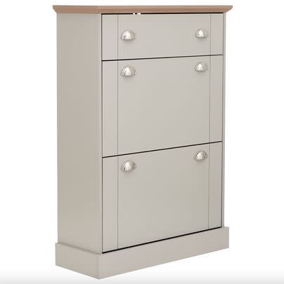 Use a slimline shoe cabinet that doubles as a classy console