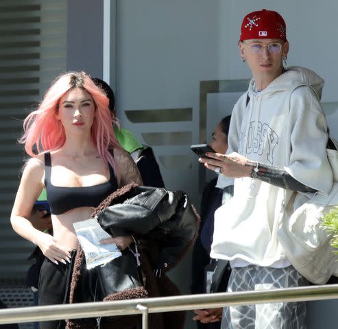 <p>Clasos.com.mx / SplashNews</p> Megan Fox and Machine Gun Kelly were pictured arriving in Mexico on Monday