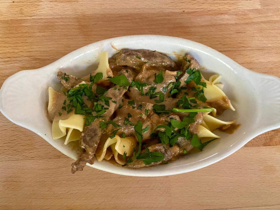 Beef Stroganoff, as per Robert Irvine's recipe.