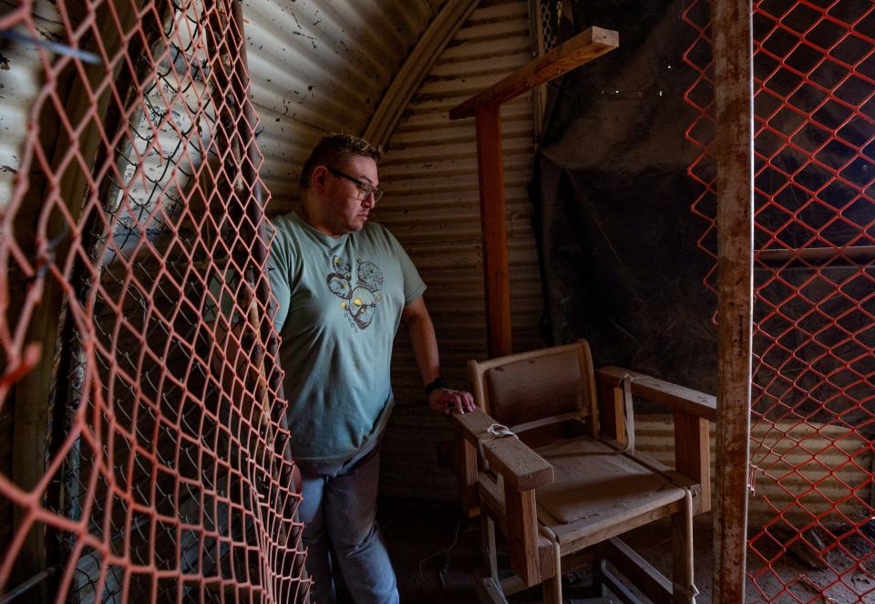 Victor Reta, recreation director at Rio Vista Community Center, inside the Quonset hut where U.S. officers once examined Mexican bracero agricultural workers and sprayed them with a toxic pesticide.