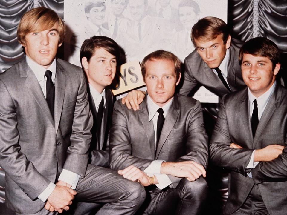 From left to right, Dennis Wilson, Brian Wilson, Mike Love, Al Jardine and Carl Wilson made up the much-loved surf band (Getty)