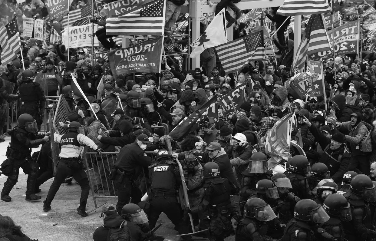 Trump supporters clash with police.