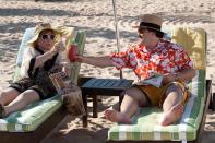 In this film publicity image released by Millennium Entertainment, Shirley MacLaine portrays Marjorie Nugent, left, and Jack Black portrays Bernie Tiede in a scene from "Bernie." (AP Photo/Millennium Entertainment)