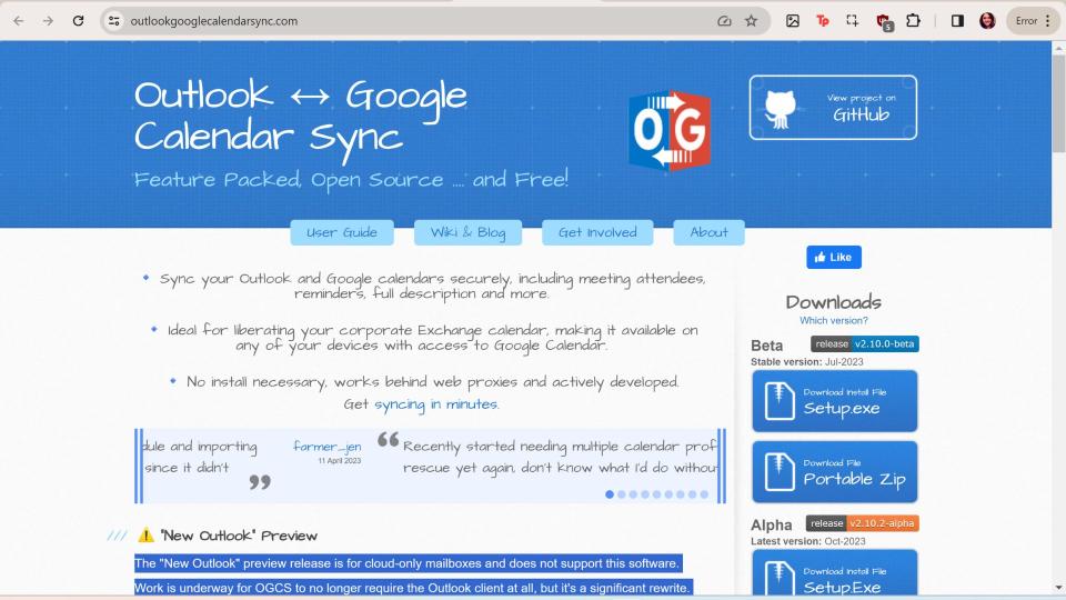outlook google calendar sync tool