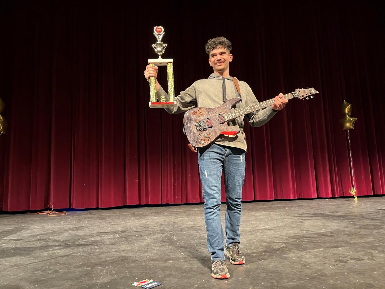 Stow-Munroe Falls High School junior AJ Garduño has gone viral online after his guitar performance earned him first place at the school's talent show.