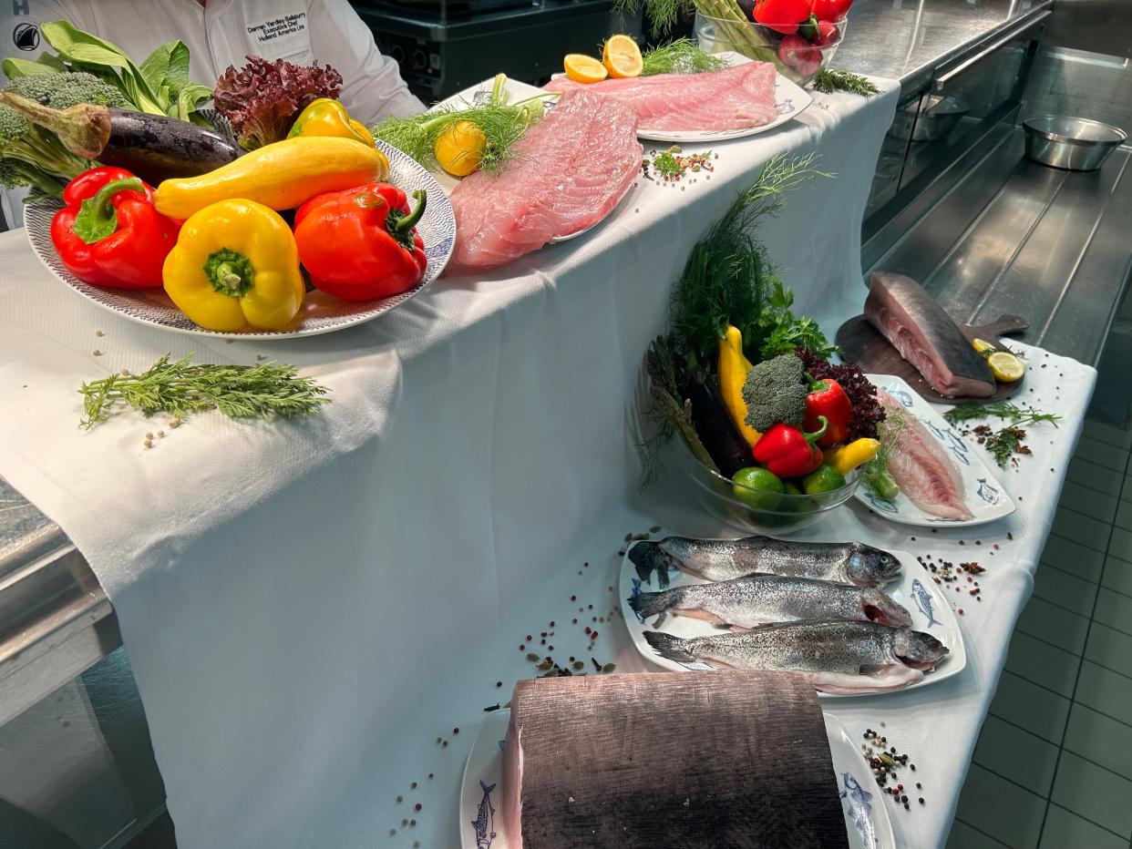 Fresh fish in a galley on Koningsdam.