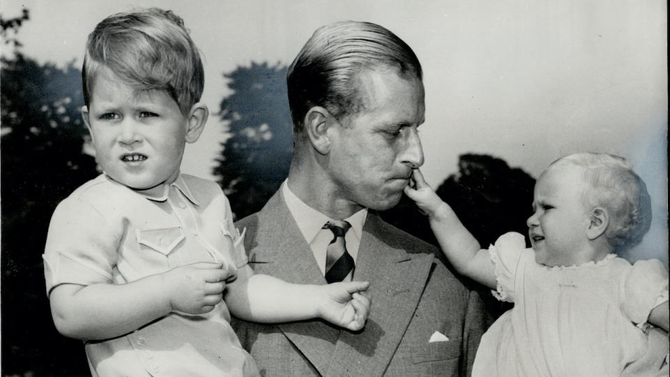 2. August 1951: King Charles with his father and sister