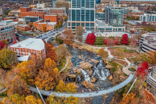 Downtown Greenville in the autumn months.