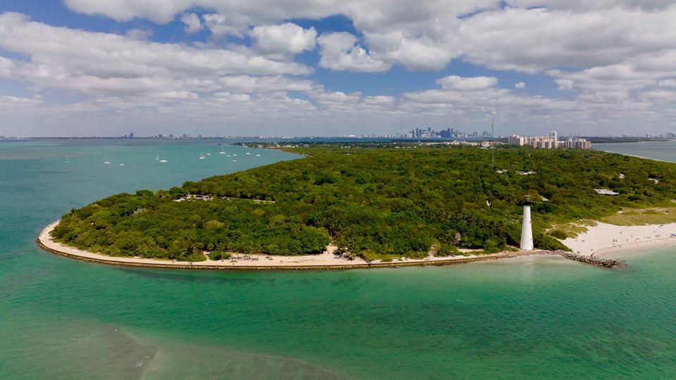 Key Biscayne, Florida seen in aerial view