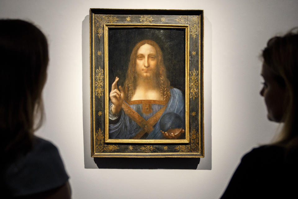 "Salvator Mundi" is a portrait of Christ that's been attributed to Leonardo da Vinci circa 1500. (Photo: TOLGA AKMEN via Getty Images)