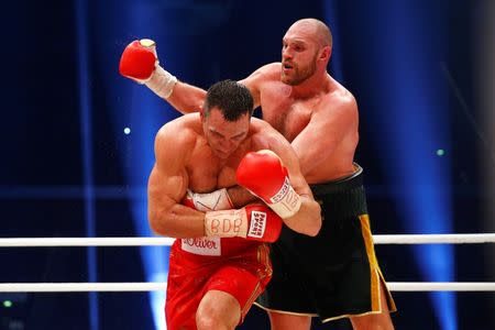 Tyson Fury in action against Wladimir Klitschko during the fight. Reuters / Kai Pfaffenbach Livepic